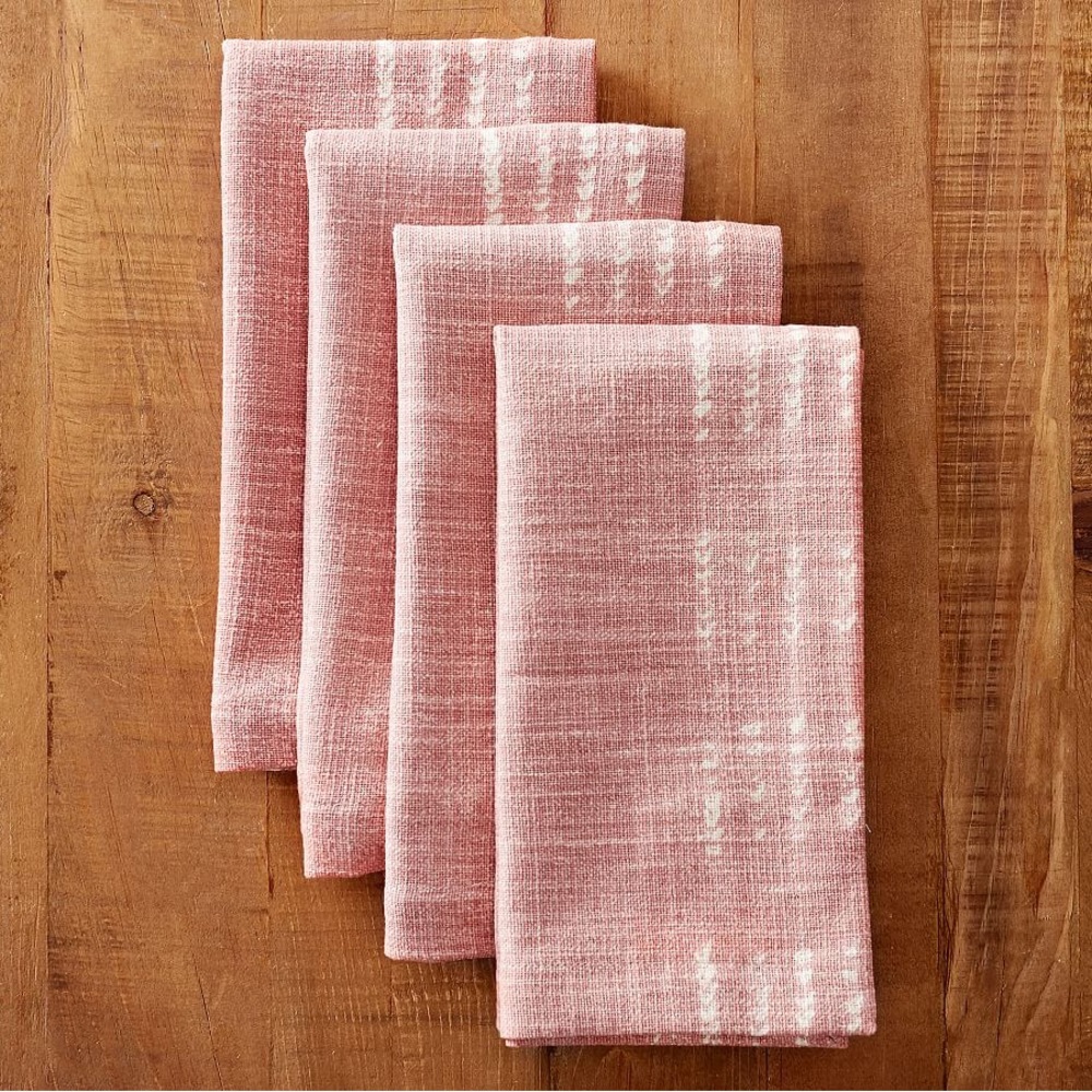 Pottery Barn 20” Square Cotton Shibori Tye Die Dot Blush Napkins - Set of 8